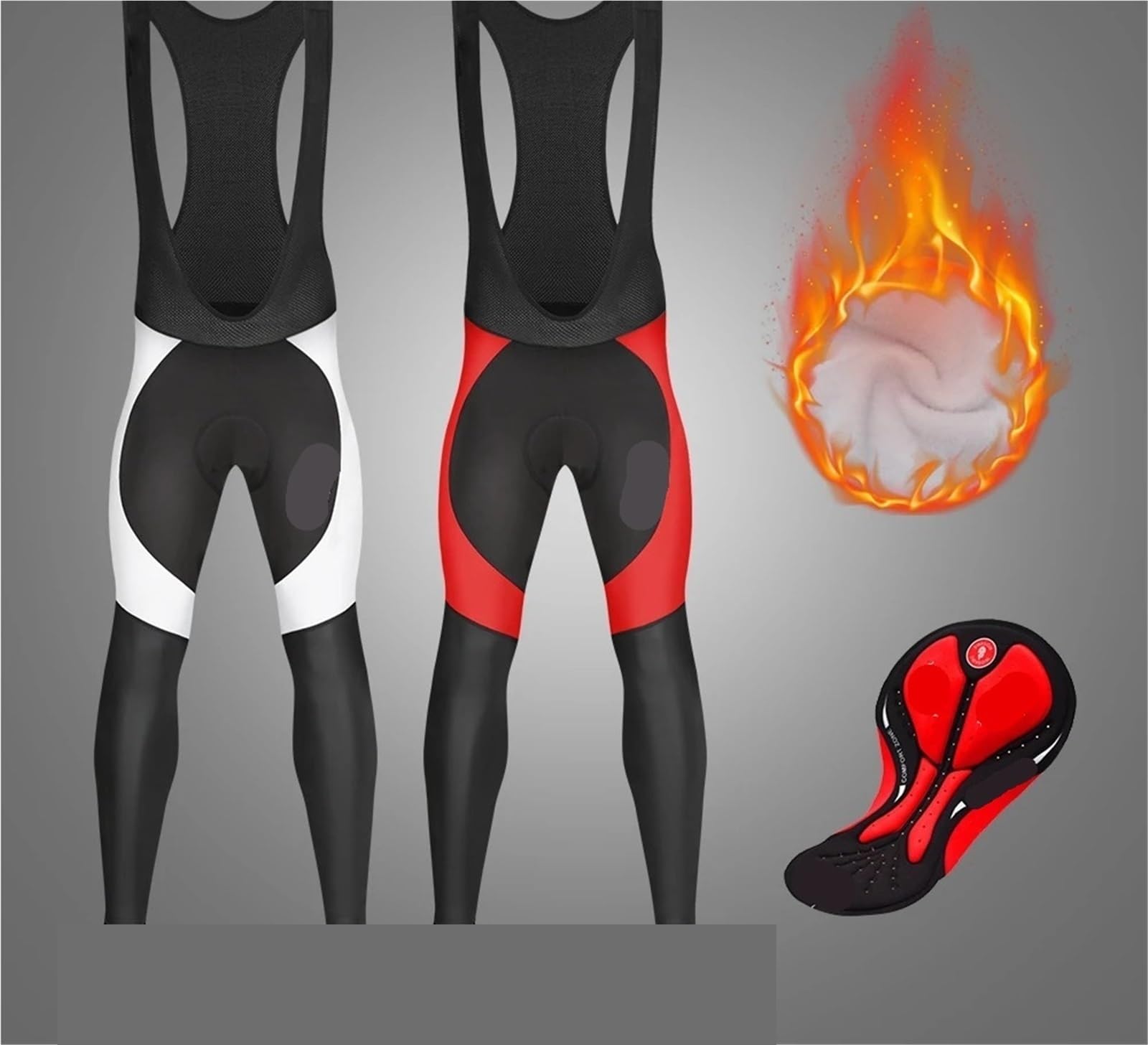 Pantalon De Cyclisme en Polaire Thermique d'hiver, Collants avec Fermeture Éclair, Rembourré Gel, Pantalons Longs for Équipe Vélo Montagne pour Homme