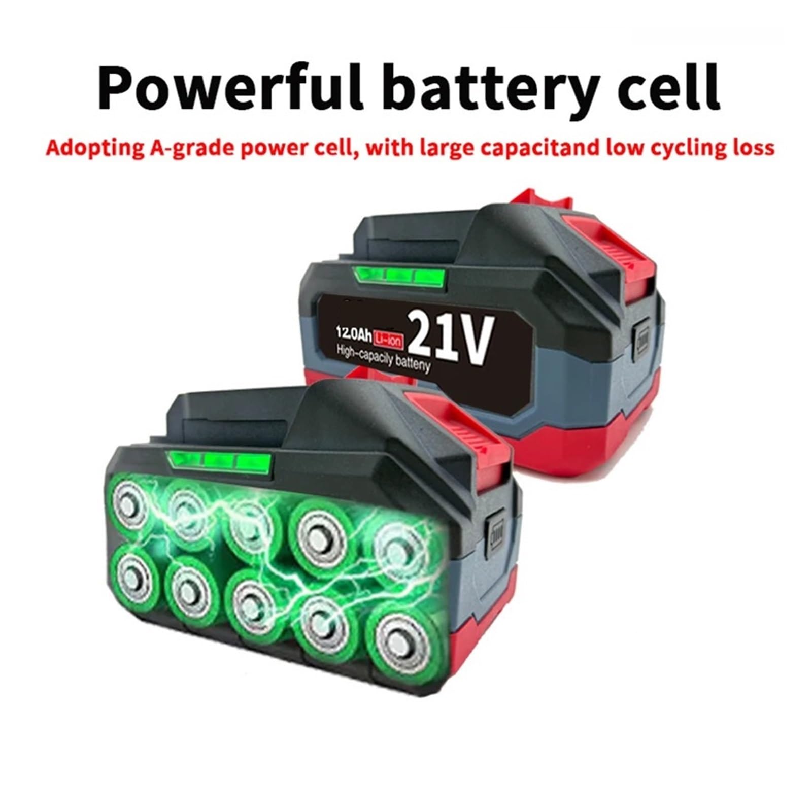 Compatible con Makita Herramientas eléctricas de 21 V y 12 Ah (batería de Iones de Litio de Repuesto BL1850/BL1840 for Destornilladores de 18 V con BMS).(1PCS-12.0AH)