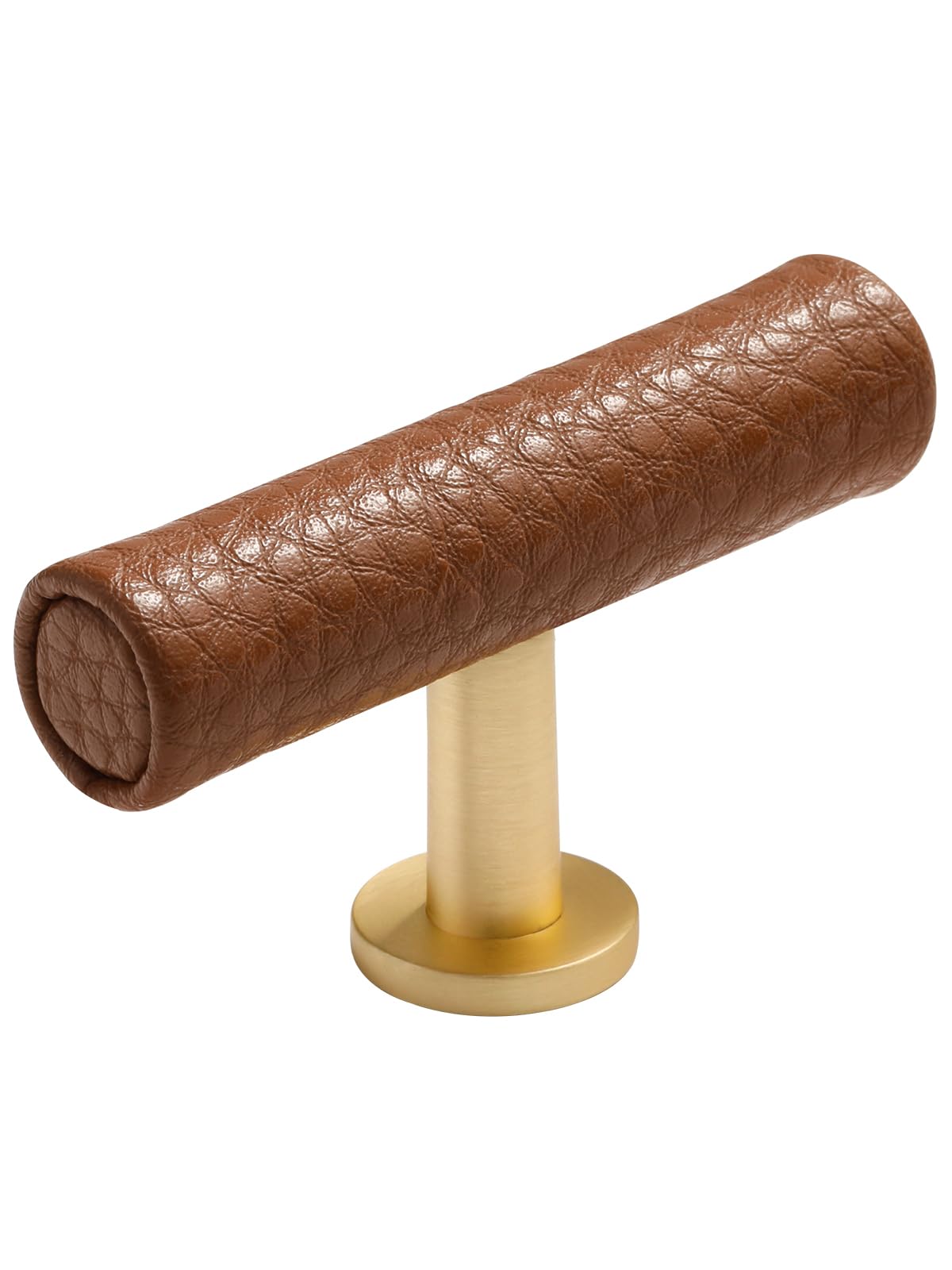 JIASENBAO Brown Leather Drawer Pulls 2 Pack T Leather Dresser knobs Pulls for Kitchen Drawers Bathroom Dressers Cabinet Knobs