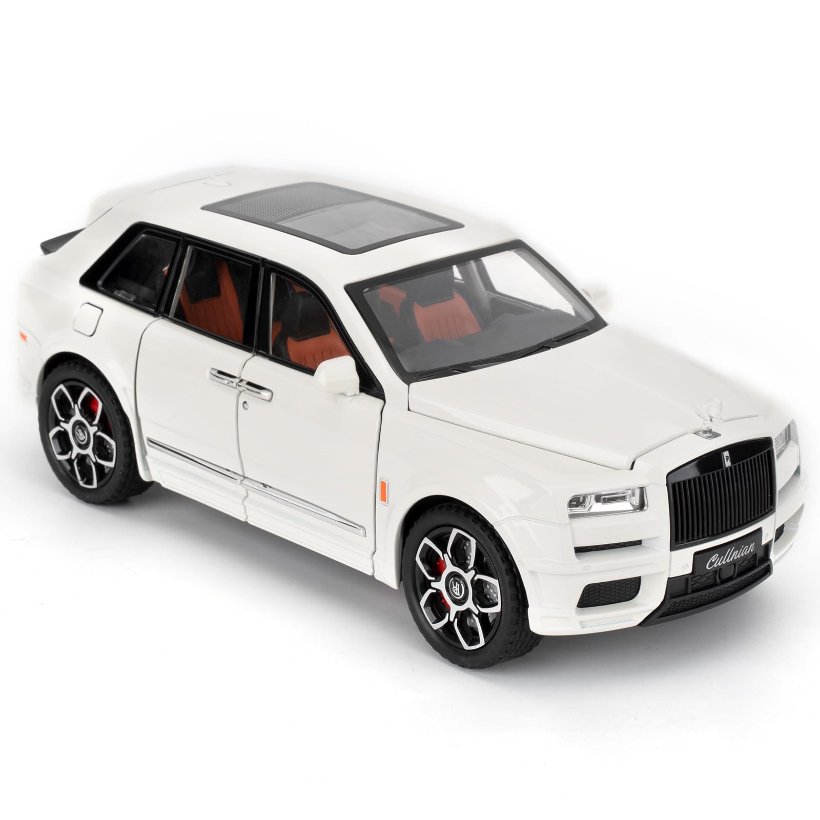 1/24 Rolls-Royce Cullinan Model Car, Alloy Die-casting Toy Car, Collectible Toy Model Car, Gift for Kids, Toy Car with Sound and Light Function and Pullback Function (White)