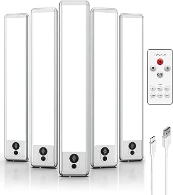 EZVALO Illuminazione per Armadio Senza Fili 50CM, Batteria Rimovibile da 2200mAh, Lampada da Incasso per Cucina LED 3 Temperature di Colore Regolabili, Luce per Armadio con Sensore di Movimento per