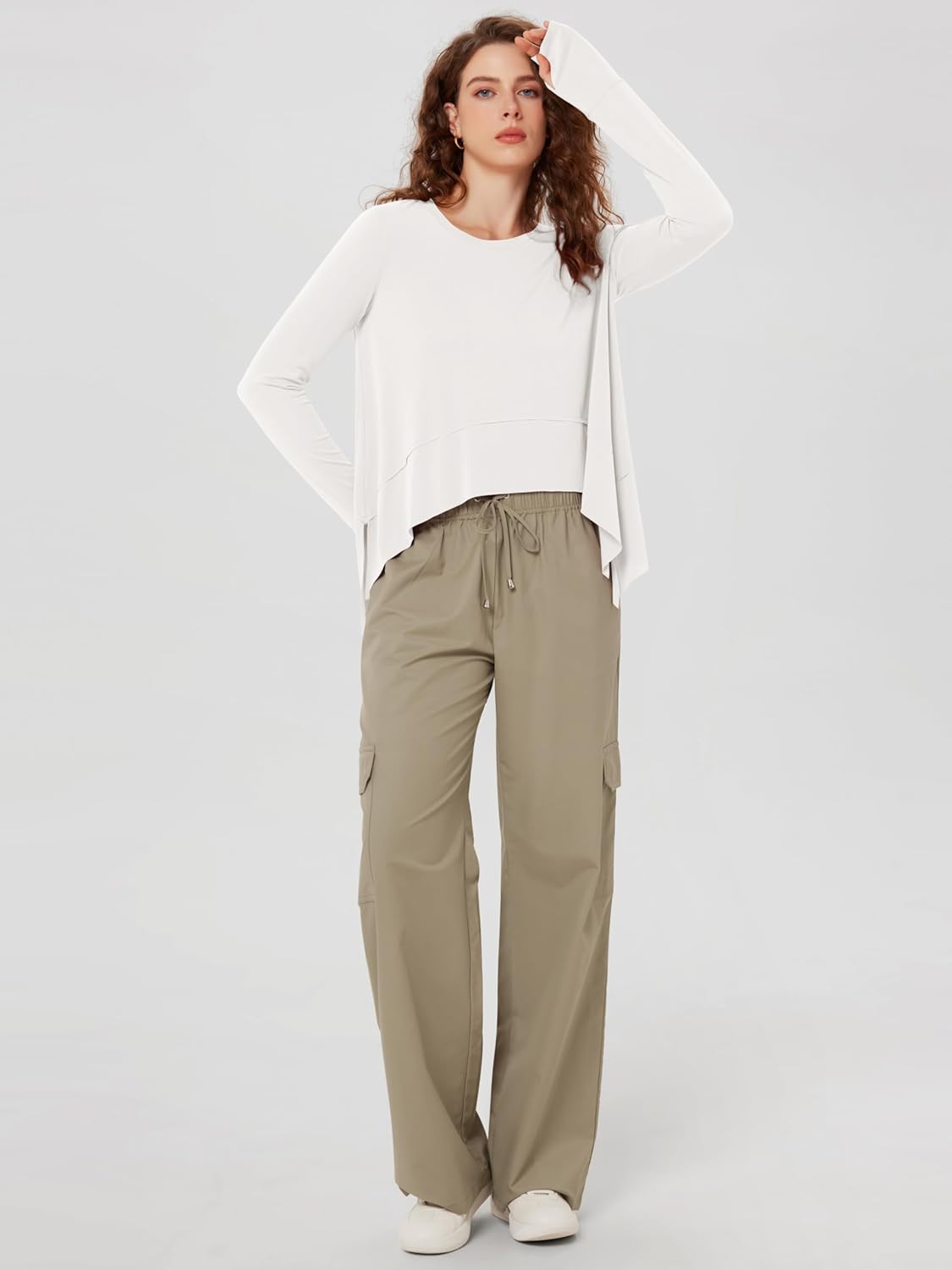 ODODOS Long Sleeve Tee for Women with Thumb Hole Athletic Gym Workout Crop Tops Yoga Shirts - Image 3