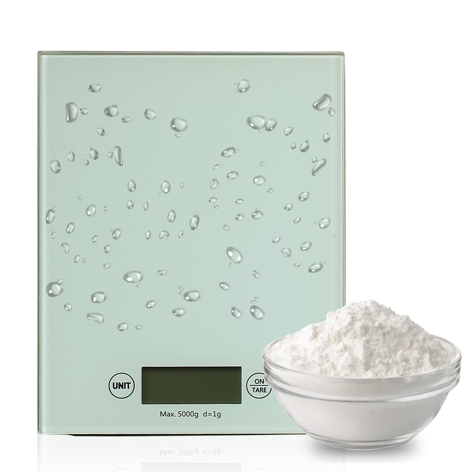K7912 Botón táctil Función tara 9/IL: Pantalla LCD Oz/oz/ml Sistema de sensor de extensométrico de alta precisión Plataforma de vidrio templado Escala electrónica de cocina 5kg