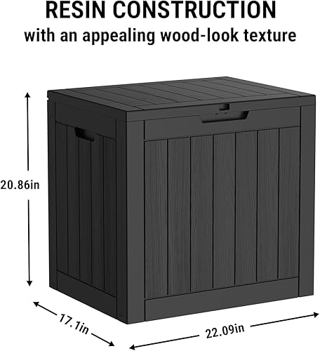 Vista 89 de Mars Villa Deck Box, Waterproof Weatherproof and UV Resistant Resin Storage Bin with Lockable Lid, Ideal for, Outdoor, Patio Furniture Cushions