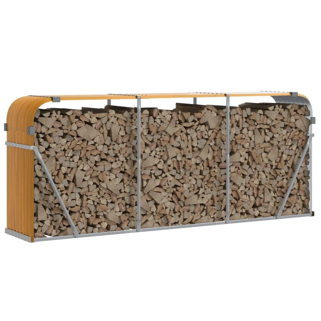 Kaminholzunterstand Holzoptik 234x45x100 cm Verzinkter Stahl Brennholz Lagerung Feuerholz Scheitholz für Kamin Ofen Terrasse Garten Haus Innenbereich Wohnzimmer