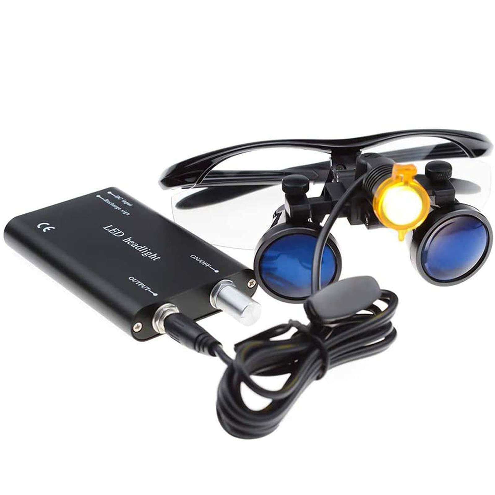 GaRcan Lupas dentales LED de 2,5/3,5X 5w, Lupa quirúrgica de Laboratorio médico, Lupa de Vidrio óptico Binocular con Faro Delantero (Negro 2,5X)
