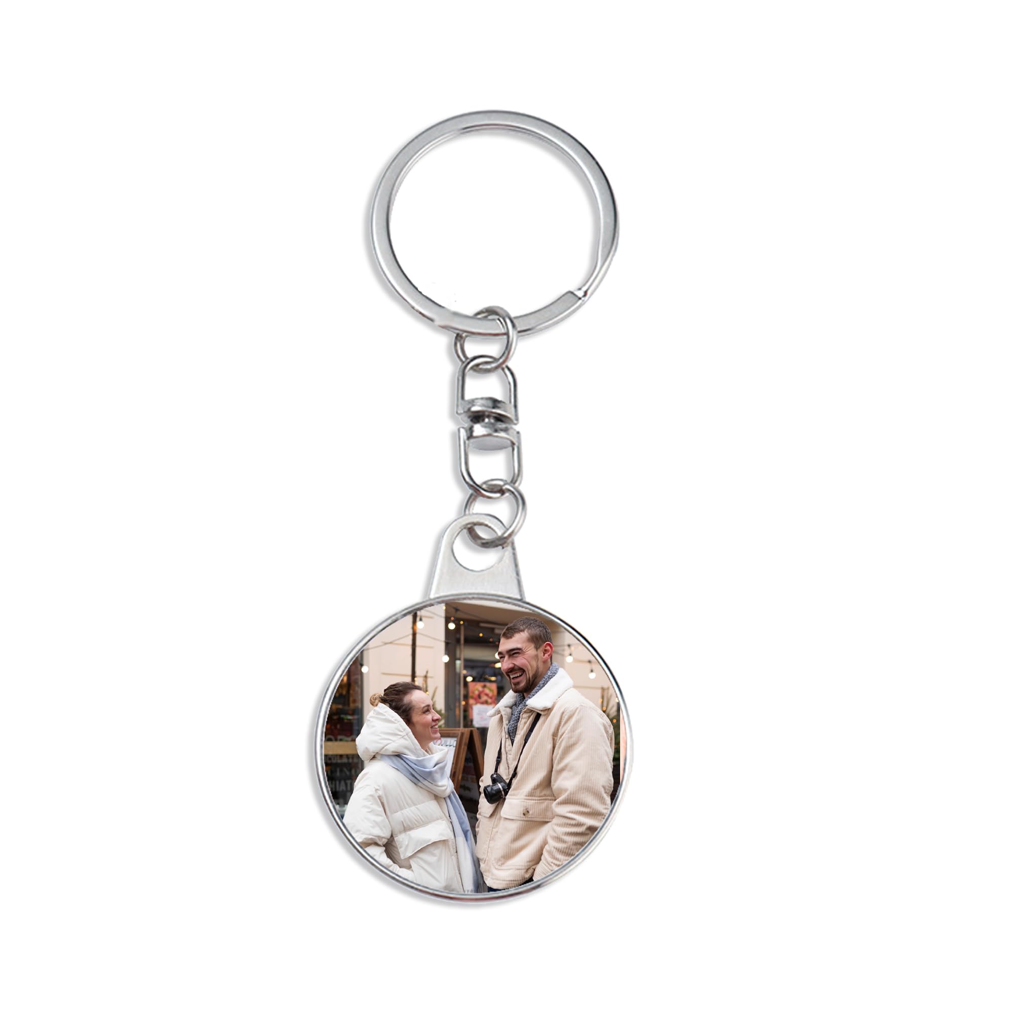 Personalised Photo Keyring Customised Keyring for Adults, Custom Keyring Gifts for Couples Family Kids Pet Friends, Gifts for Valentine's Day Fathers Christmas (Round)