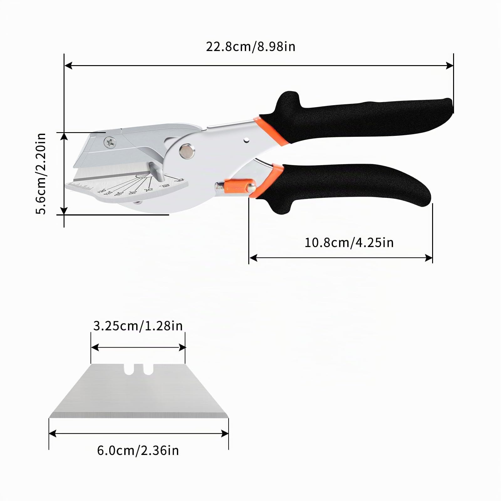 FLORA GUARD Cesoie angolari multi-angolo 45-135°, forbici angolari per legno, plastica, PVC, 10 lame di ricambio