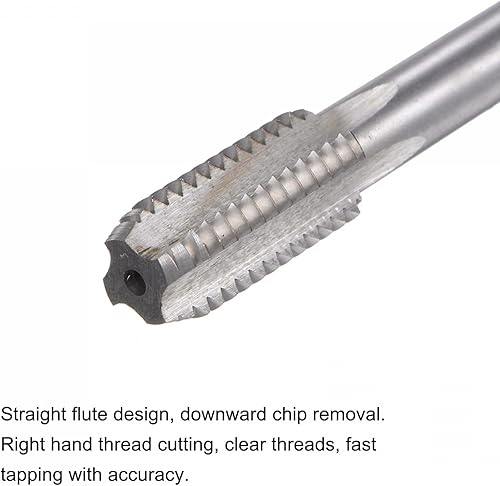 Miniatura 3 de uxcell Machos de fresado de rosca, 716-14 UNC de acero de alta velocidad (HSS) 4 flautas rectas, rosca roscada, 5 pulgadas de longitud (extra largo)