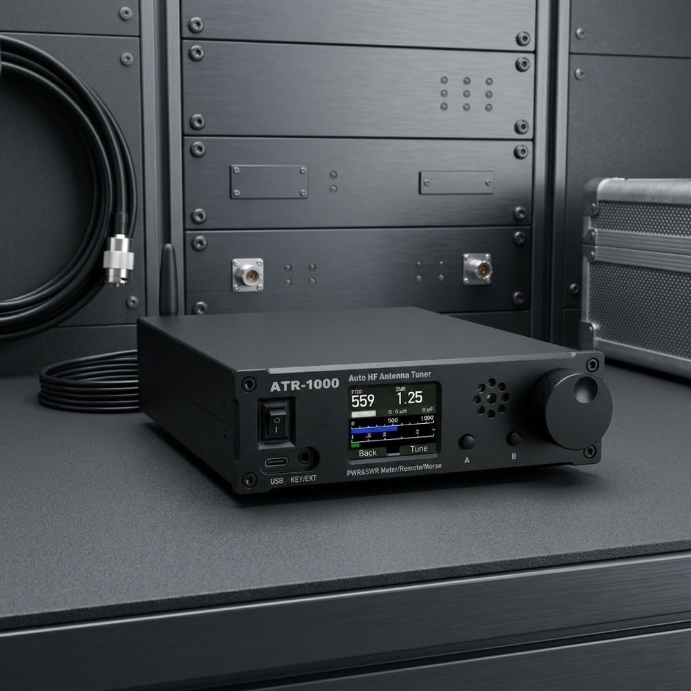 ATR1000 Tuner D'antenne Automatique 1000W 1.8-30MHz Avec Télécommande WiFi Et Compteur VSWR Pour Les Opérateurs En Ondes Courtes