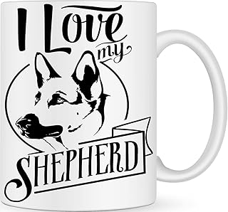 I Love my German Shepherd Dog Handmade Novelty Dog Breed Mug - Best Dog Mum and Dad Gifts for Dog Lovers - Customised Coffee Mug for Dog Owner - Dog Walking Gifts- Personalised Gifts for Men and Women