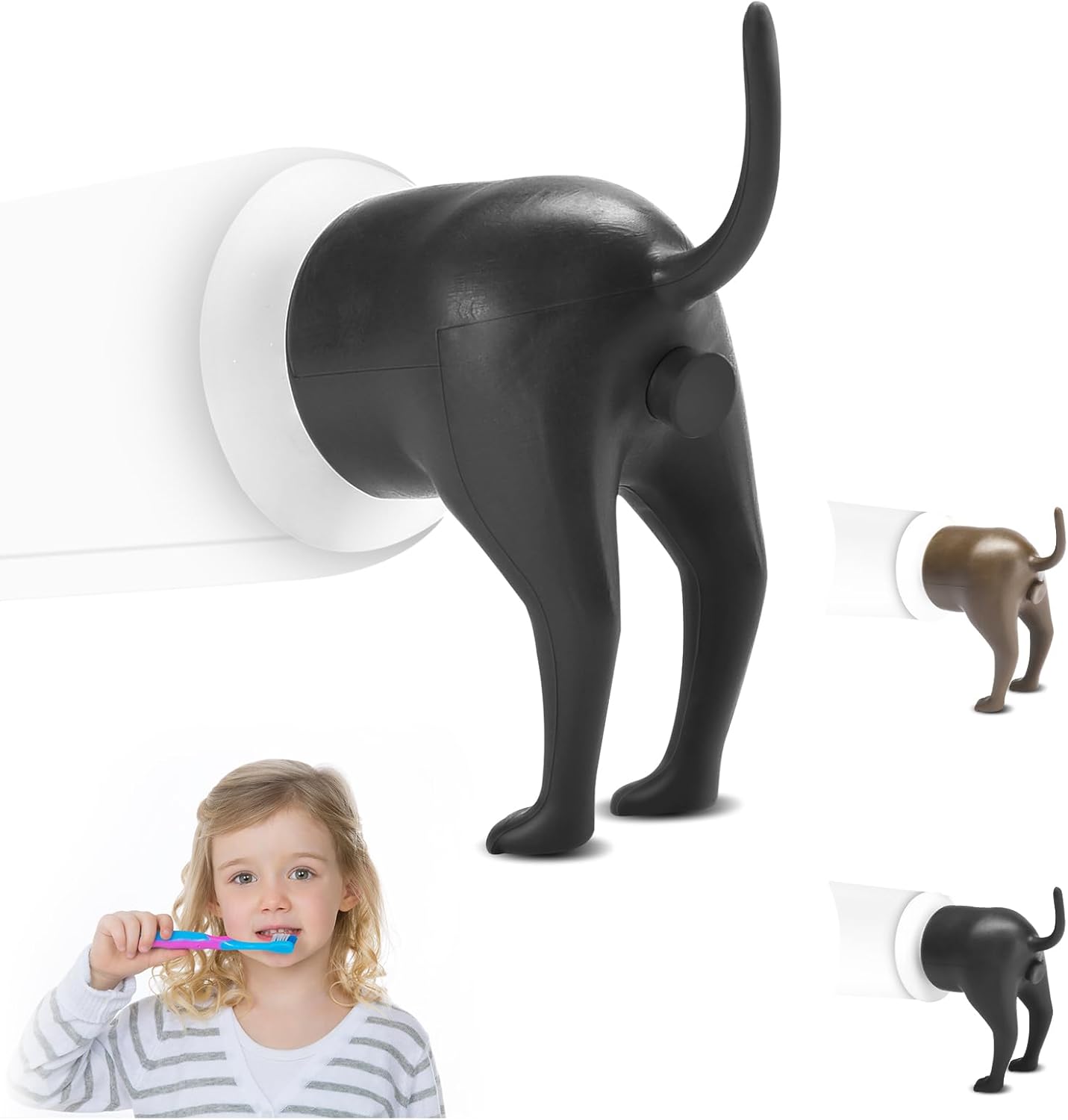 2 Pack Silicone Dog Butt Toothpaste Toppers,Creative