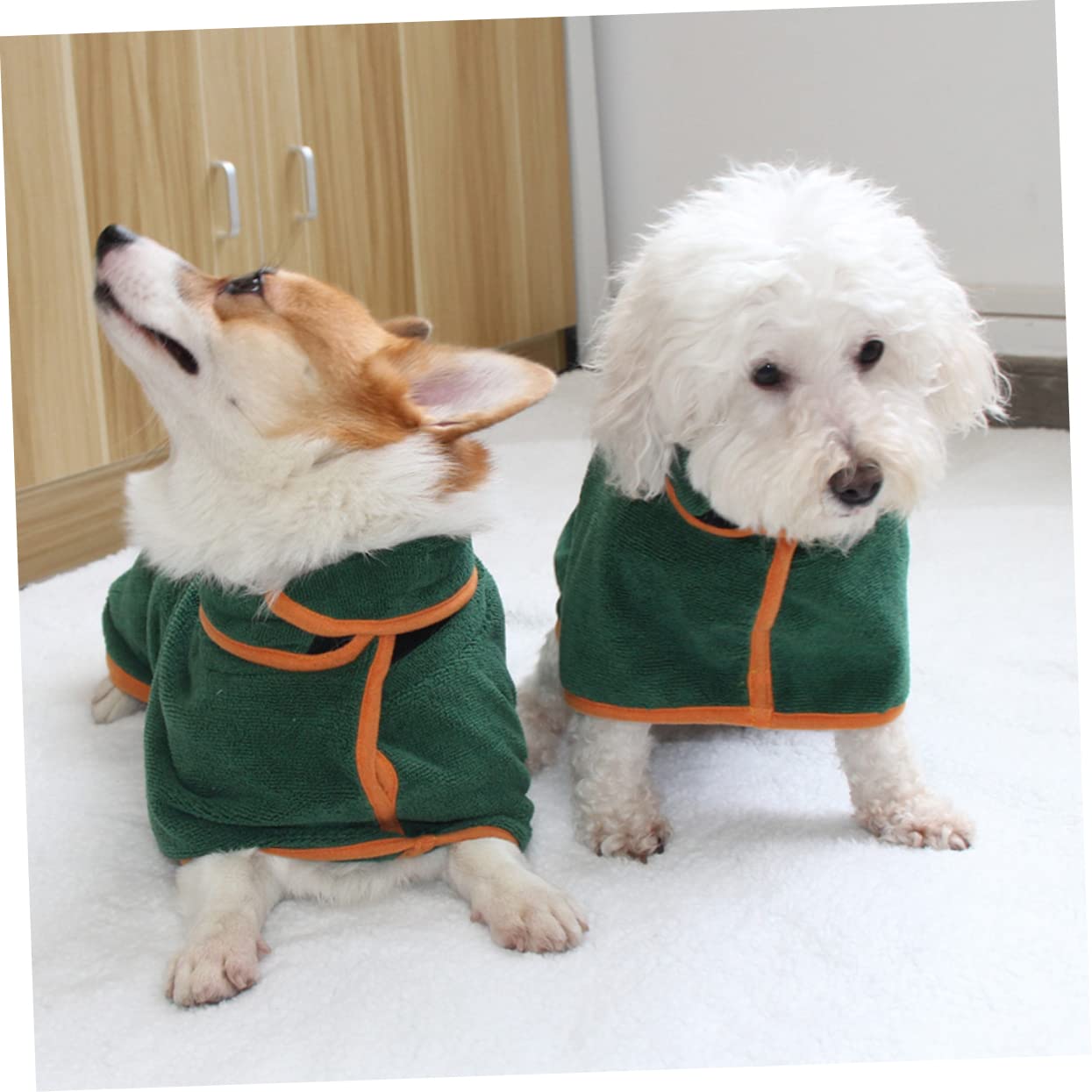 Kisangel 2 Pièces Peignoir Chat Serviette de Bain en Microfibre pour Chien Serviettes pour Chien pour sécher Les Chiens Peignoir pour Animaux de Compagnie Peignoir Chien Green