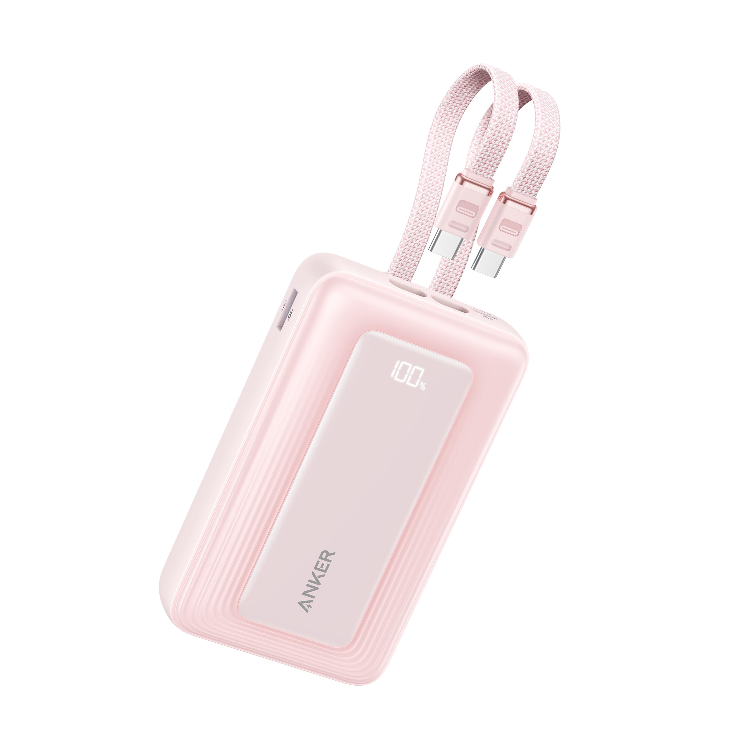 Anker Zolo Powerbank (2025 Upgrade), 45W Schnellladung, 20000 mAh Akku-Pack, Zwei integrierte USB-C Kabel, 1 USB-C und 1 USB-A Port, für iPhone 17/16-Serie, Galaxy, MacBook und mehr