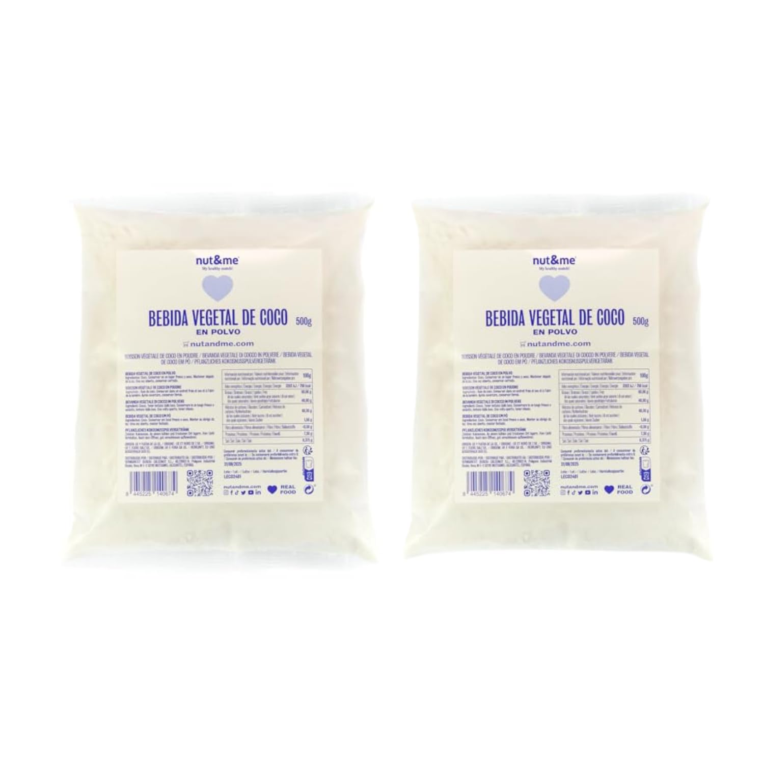Leche de coco en polvo 1 kg Sin lactosa Keto Vegano Pack 2 x 500 gr