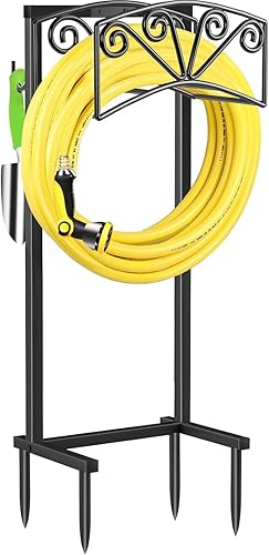 TomCare Soporte de manguera de jardín mejorado de metal resistente para manguera de agua con capacidad para mangueras de 160 pies, carrete de