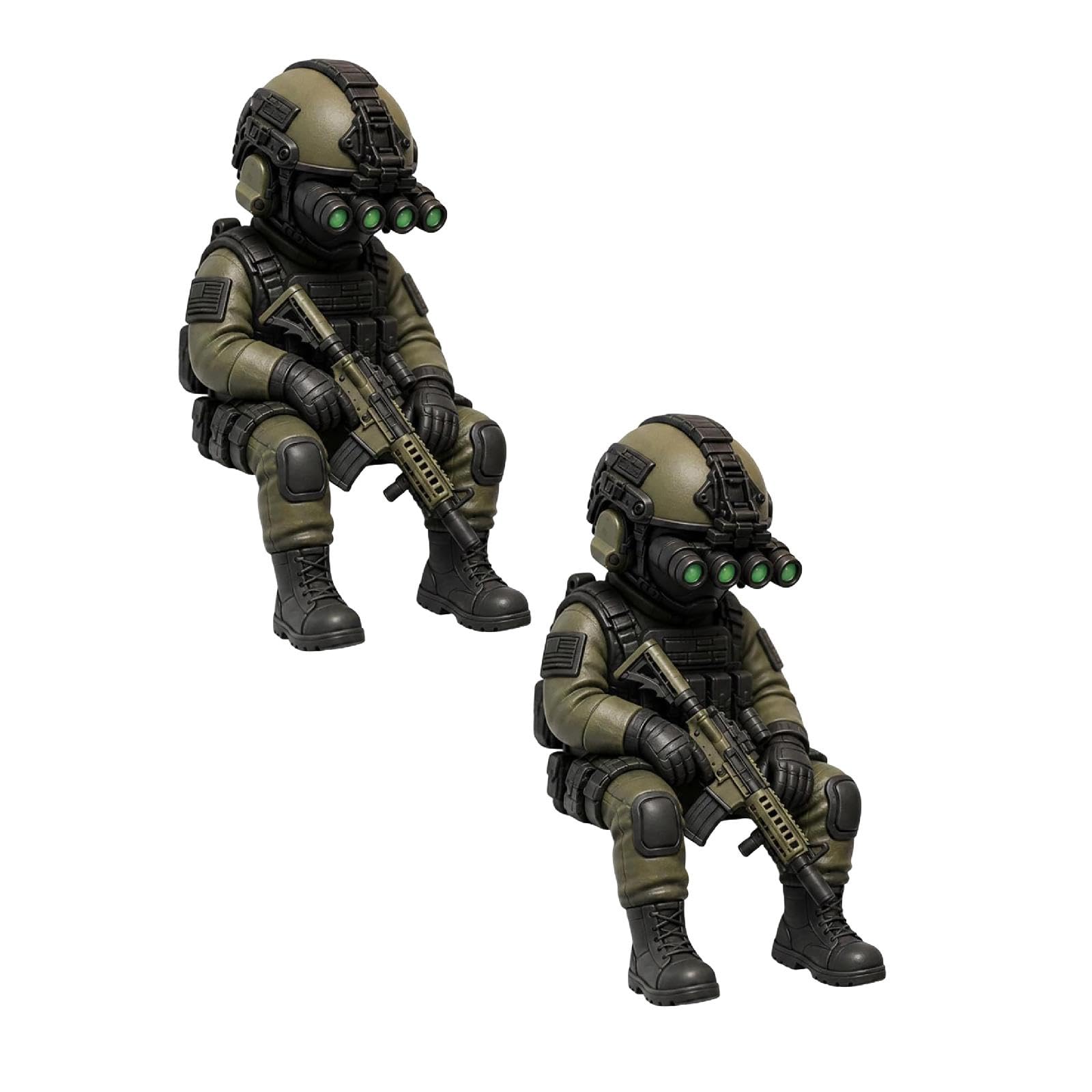 Tactical Mini Soldier Figurine, Armed Special Forces Sculpture, Sitting Operator Action Figure, Realistic Military Soldier Mini Figurines, Army Soldier Collectible for Military Veterans Men (2Pcs)
