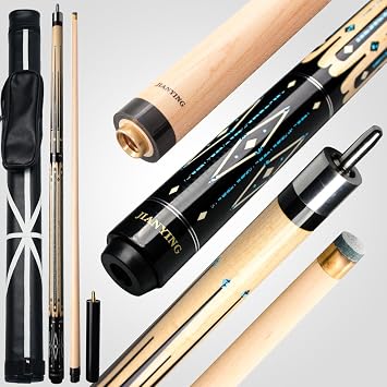Jianying YFEN Pool Cue Stick, 11.5/12.5 mm Tip Low Deflection Shaft Billiard Cue Sticks with Hard Case, 2-Pieces 58" Pool Table Sticks, 19-21 oz Pool Queue