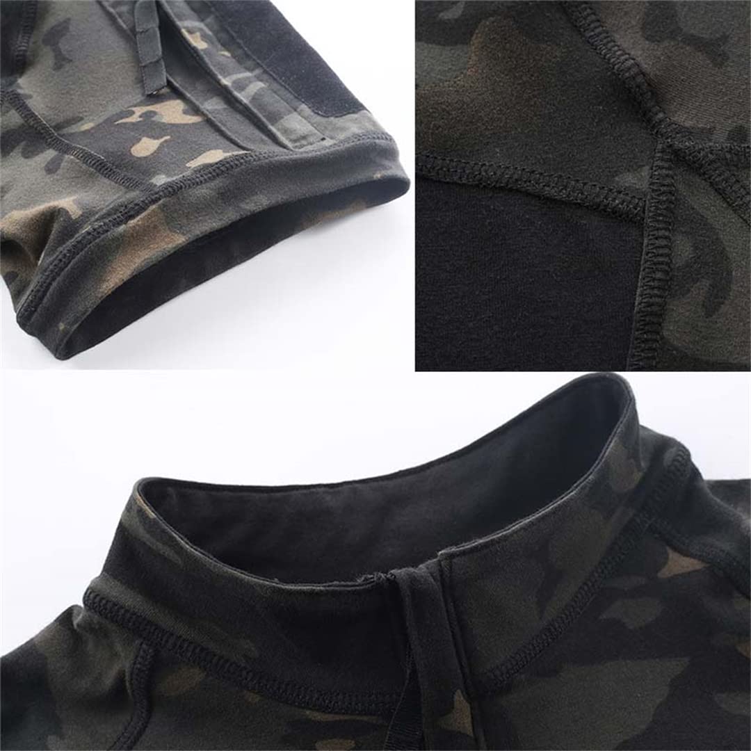 T-Shirt Tattica Militare da Uomo Gym Camo1 Army Tee Soldiers Combattimento Multicam Camicie Camicia da Pesca (Nero XXL)