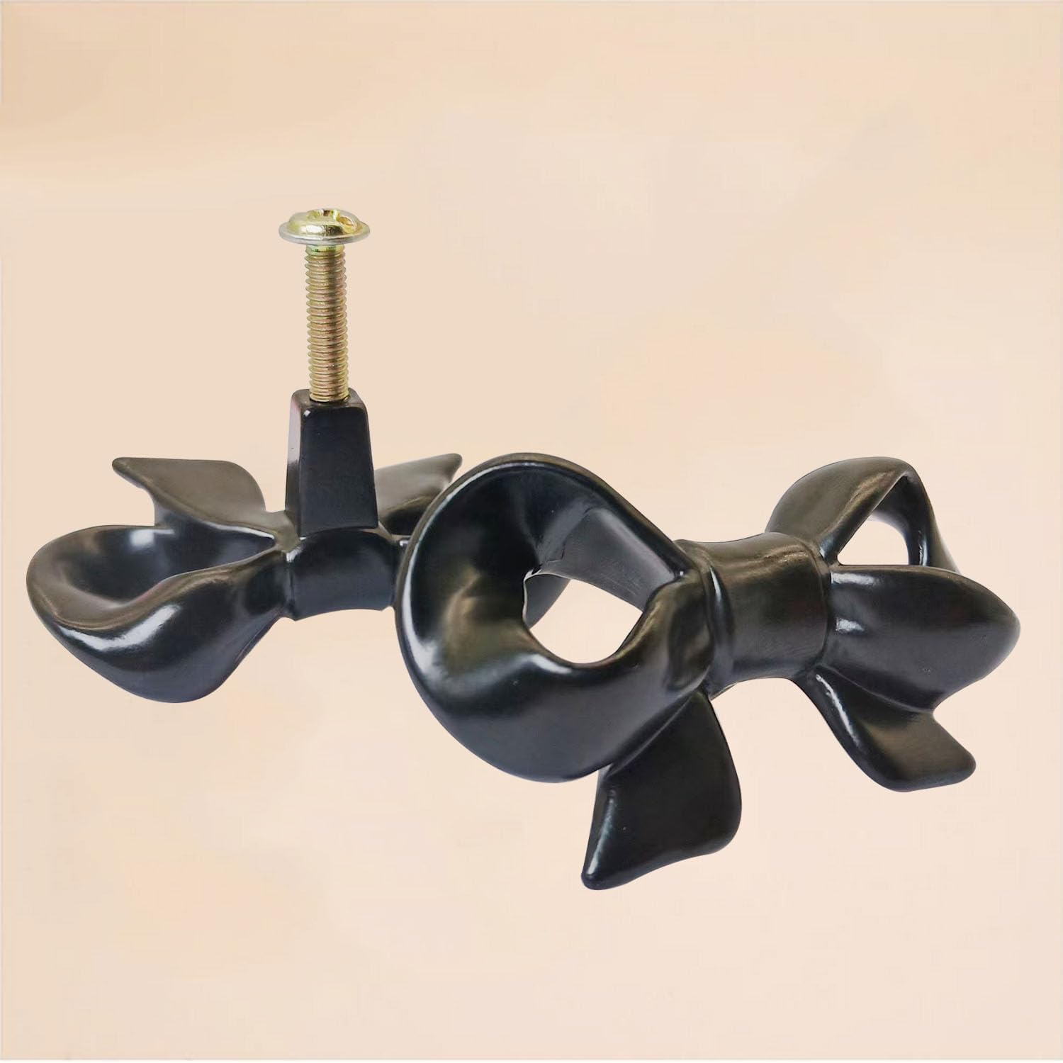 Zinc Alloy Bow Knobs Black Cabinet Handle Drawer Pulls Home Kitchen Decorative Cupboard Dresser Wardrobe Cabinet Knobs 4 Pieces