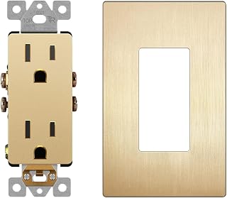 LIDER Matte Finish Decorator Receptacle and Brushed Finish Decorator | Screwless Wall Plate, Mid-Size, Polycarbonate Thermoplastic, Tamper-Resistant, Child Safe, Heat Resistant, Easy Replacement