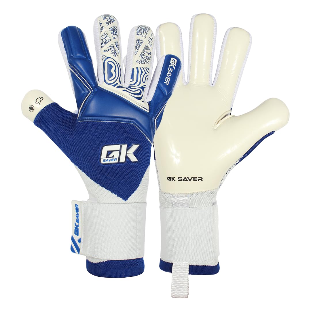 GK Saver Football Goalkeeper Gloves – Kids & Adults Goalie Gloves Size 4–11 | Non-Fingersave Training & Match GK Gloves with Superior Grip(Knit Pro Navy, Size 11)