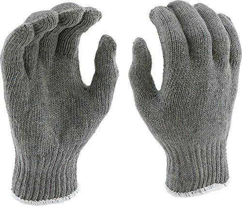 West Chester 712SG Heavy Weight String Knit Gloves [Gray] - [Pack of 12 Pairs] 9.5 in. Length, 4 in. Width 7 Cut Poly Cotton Safety Gloves, Grey, Large