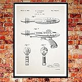 Pistola desintegradora pirotómica con impresión de patente de juguete pistola espacial de juguete arte de pared pistola de arte de pared pósters 1950s Póster Space Art WB080 (23.4 x 33.1 (A1), marfil)