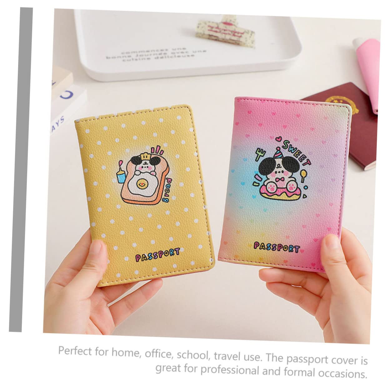 GALPADA 5piezas Funda De Pasaporte Amarilla Múltiples Compartimentos Organizador De Documentos para Viaje para Estudiantes y Uso Diario Compatible ID y Tarjetas De Crédito