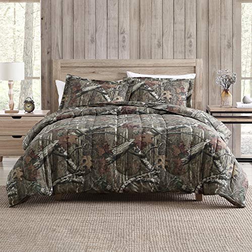 Mossy Oak Camo Quilt Set, Queen Bedding, Pillow Case & Blanket, Room Decor, Bedroom Set, Bed Cover, Rustic Bedding, Soft, Lightweight, Microfiber Construction, Camouflage/Lodge Design #TOP1