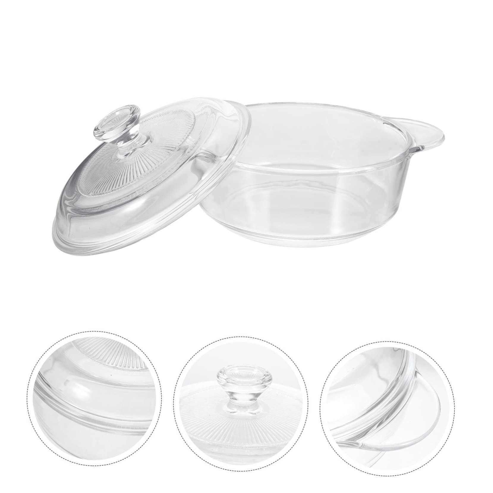 Toyvian Olla de Vidrio Templado con Tapa y Doble Asa Resistente al Calor para Guisos Caseros y Cocina Horno y Microondas