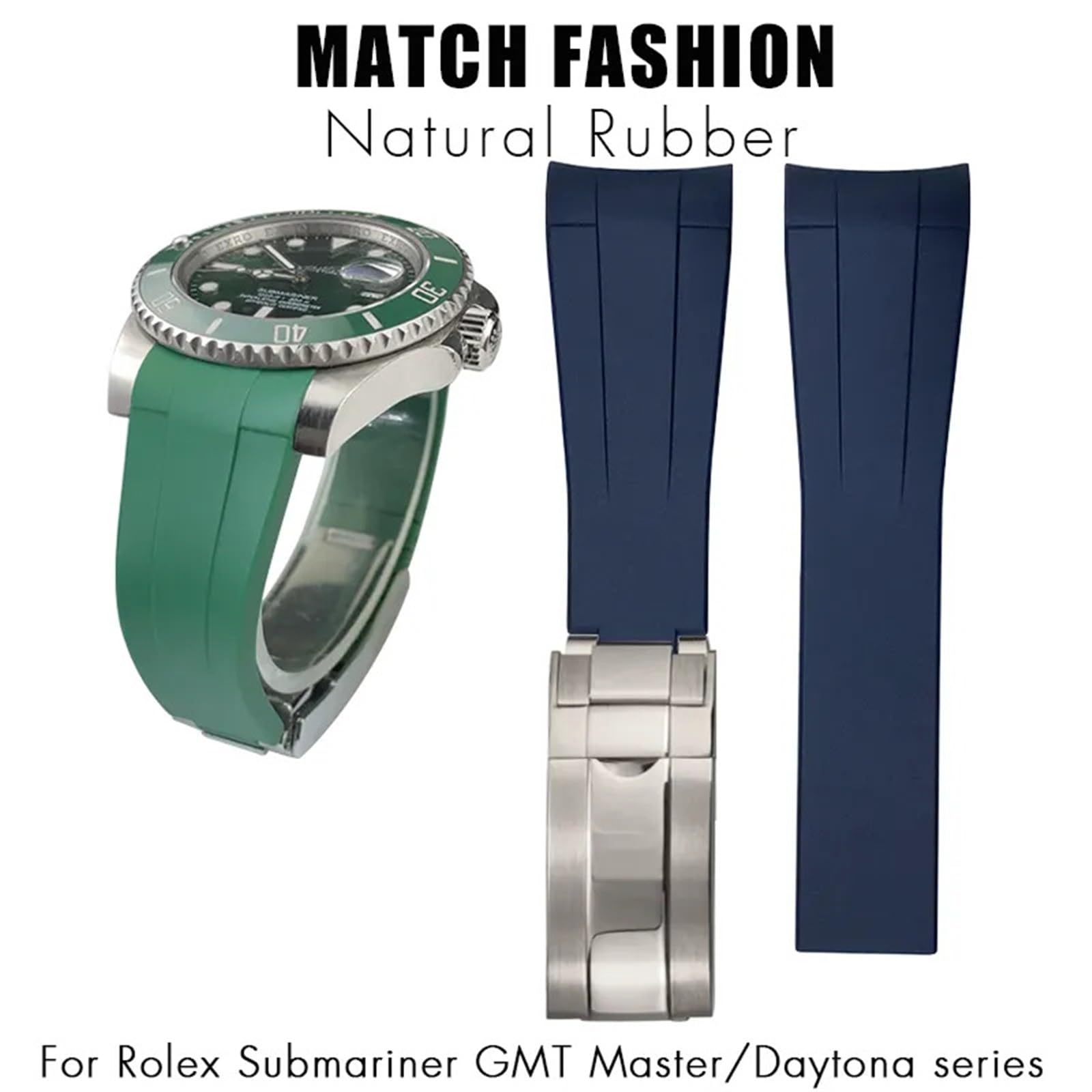 20mm 21mm 22mm Gummi-Armband passend für Rolex Submariner GMT Master Daytona Silikonarmband schwarzes Uhrenarmband