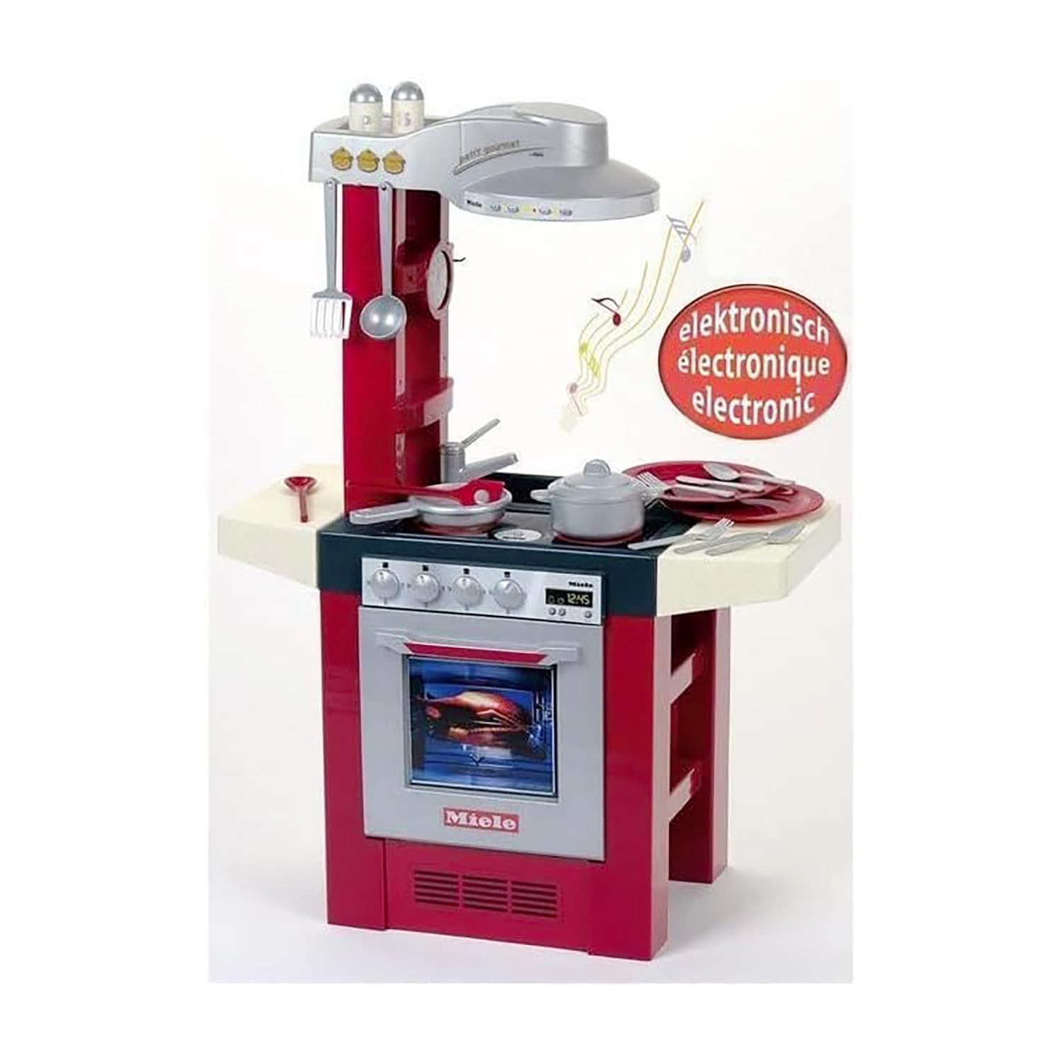 Theo Klein 9090 Cucina Petit Gourmet Miele, Giocattolo Che Include Piastra con Suono, Forno, lavastoviglie, Piatti e Molto Altro., 69 cm x 33 cm x 95 cm, Giocattoli per Bambini dai 3 Anni in su