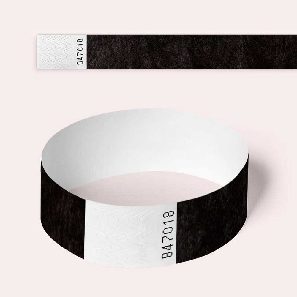 Tyvek Wristbands, 100 Pack by AA Wristbands for Parties, Security, Festivals, Events. Paper Like Wrist Bands (Black) — image 1