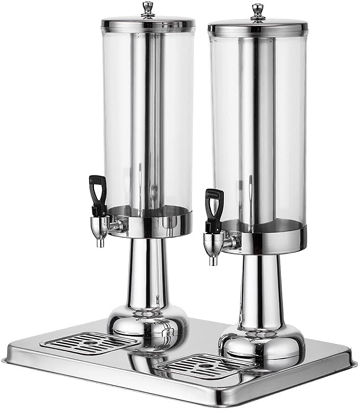 JYBNBBE Stainless Steel Beverage Dispenser with Tap, 6L Double Head Cold Hot Drink Dispenser, for Juice Tea Lemonade Iced Coffee (Silver)