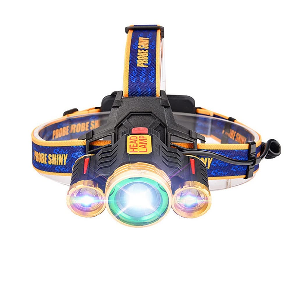 OYYMTE 3LED Long-Range Fishing Night Outdoor Camping Searchlight Work T6 Focus Bright Light Headlight