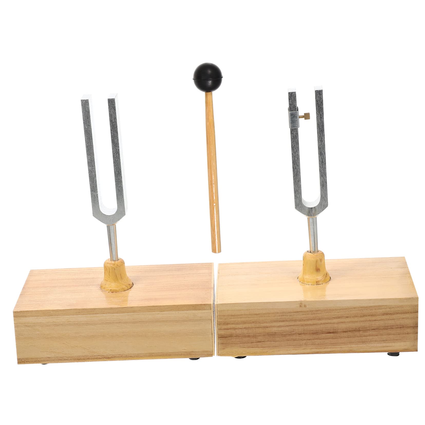 Stimmgabel 440hz für Physikalische Experimente Klare Klangfarbe mit Hammer und Holzsockel Metallmaterial Pädagogisches Experimentierwerkzeug
