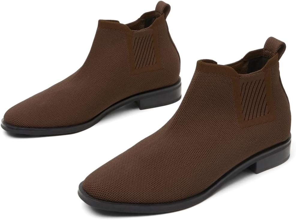 Ryan Women's Ankle Boots Pull on Chelsea Slip on Short Square-toe Booties Lady Dress Blazer Skirt Jeans Winter Fall Boots Best for 5-20℃(41-68°F)