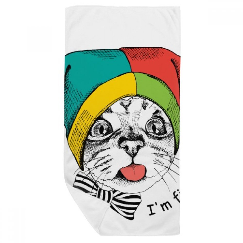 Serviette de bain douce chat multicolore 35x70cm essuie-mains