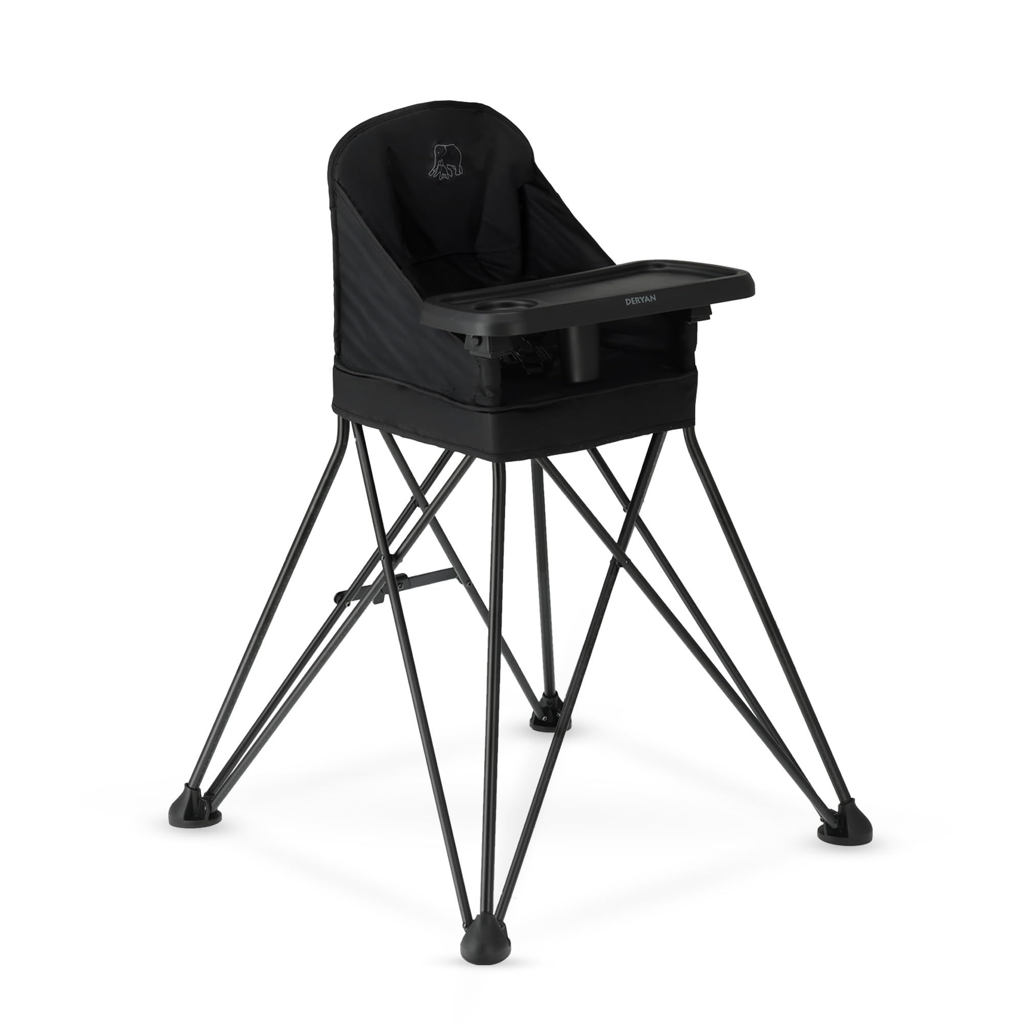 Deryan Pop 'N Sit Trona Plegable con Asiento Incluido, Ligera y Estable, con Bandeja, Lavable, Negro, para Bebés a partir de 6 Meses