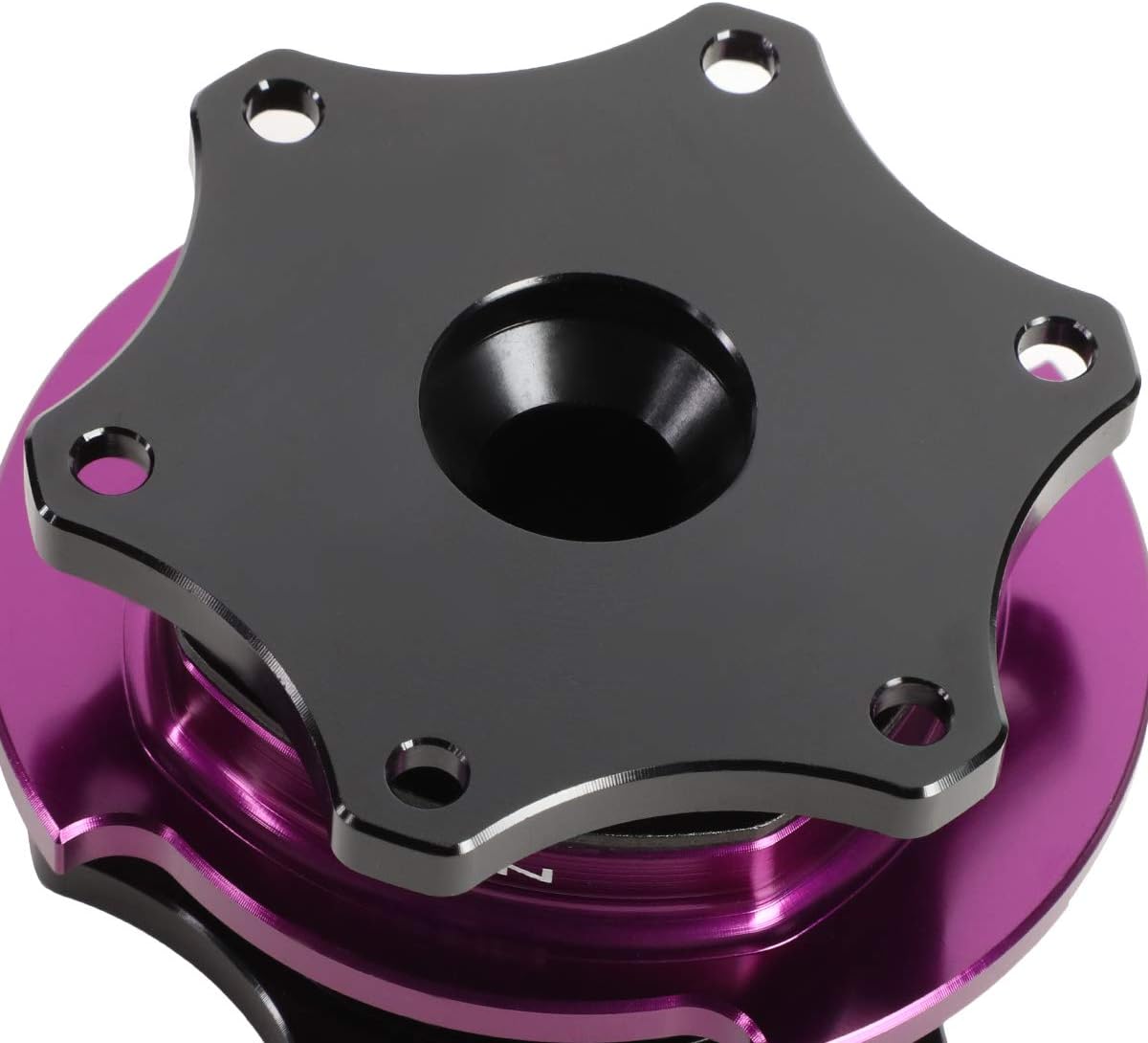 Auto Dynasty NRG Innovations SRK-R200BK-PP Aluminum SFI 42.1 D Shaped Steering Wheel Quick Release Adapter Hub Black Body Purple Ring