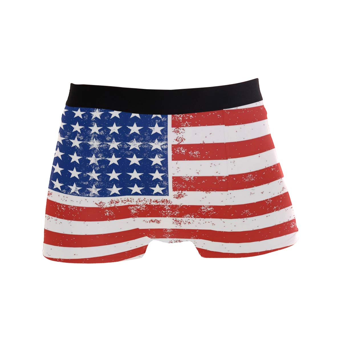 Use7 Men's Multi Vintage Stripe Star American Flag Underwear Regular Leg Boxer Brief Large