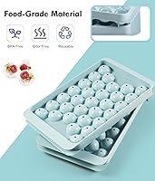 Vista 3 de Bandeja para cubitos de hielo con tapa y contenedor, bandejas redondas para cubitos de hielo para congelador, molde de hielo de grado alimenticio