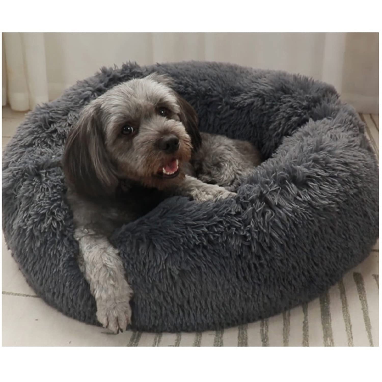 Panier Pour Chien Et Chat En Forme De Donut - Dédoussable, Lavable, Antidérapant - Taille S (40 Cm)