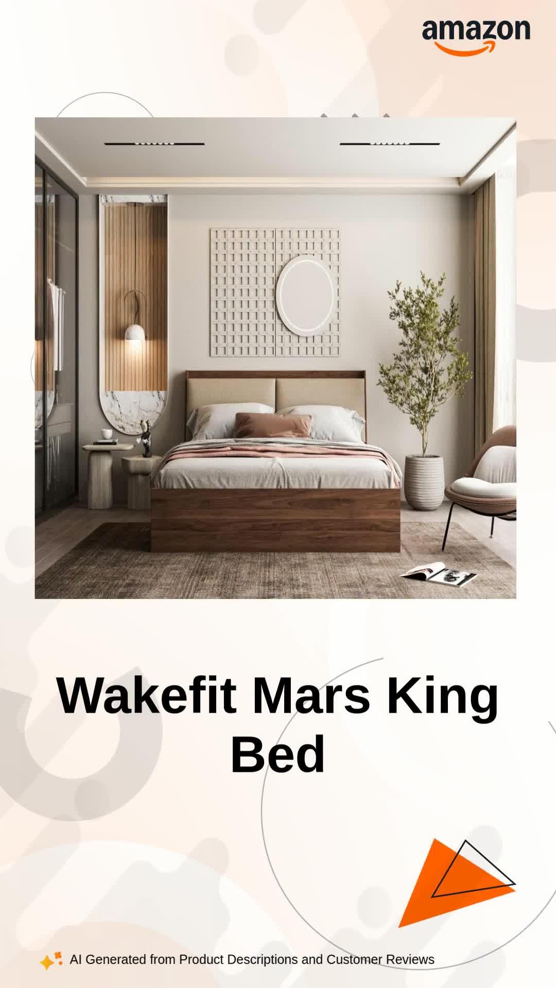Wakefit Mars King Bed Engineered Wood Upholstered with Storage