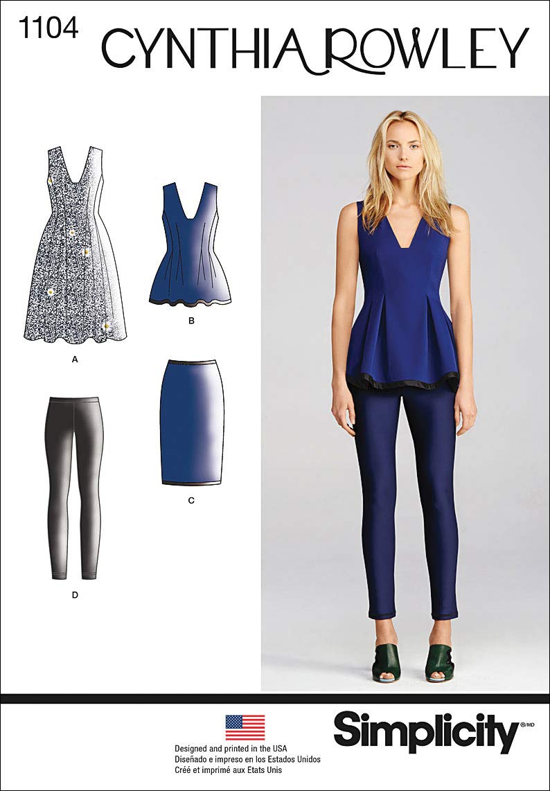Patron de couture Simplicity 1104 collection Cynthia Rowley jupes et hauts en taille H5
