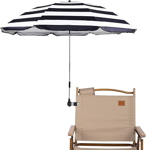 Miniatura 9 de Sombrilla para silla con abrazadera, 46 pulgadas UPF 50+ con clip para patio, sillas de playa, cochecitos, sillas de ruedas, carritos de golf