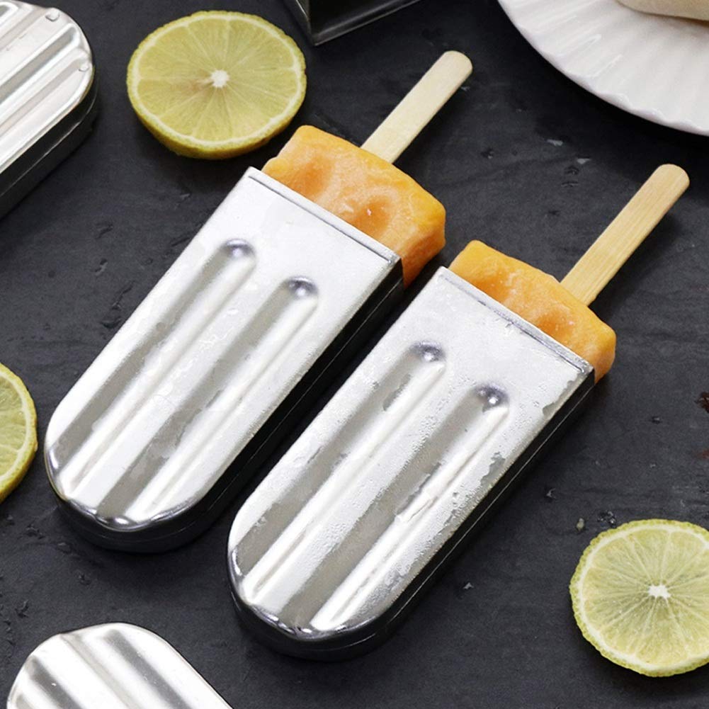 Nikou Moldes para polos de hielo de acero inoxidable, moldes para helados, moldes para paletas, moldes para helados con soporte para palos de acero inoxidable