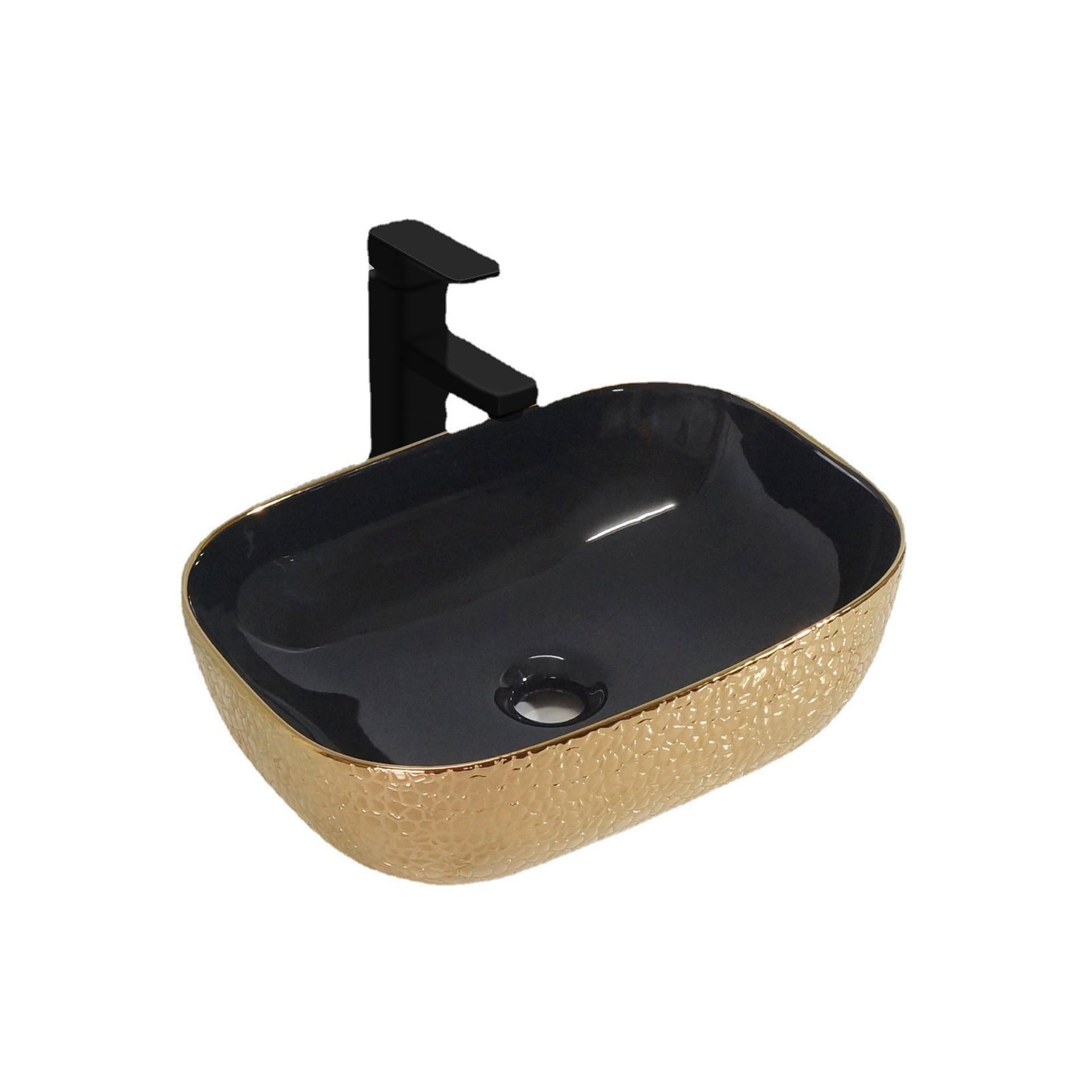 Hpthly Light Bathroom Sink Ceramic Vessel Sink Luxury Household Single Basin Art Basin Bathroom Countertop Wash Basin Vessel Sinks