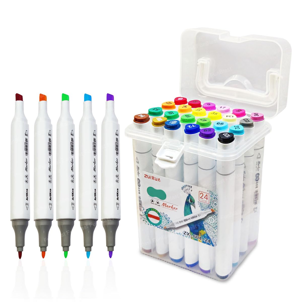 FunBlast 24 Color Markers Twin Tip - Double Tip Markers for Artist, Sketch Alcohol Markers Set, Drawing Colour Markers for Kids, Marker for White Board (B09PBJ6HF7) Amazon Price History, Amazon Price Tracker